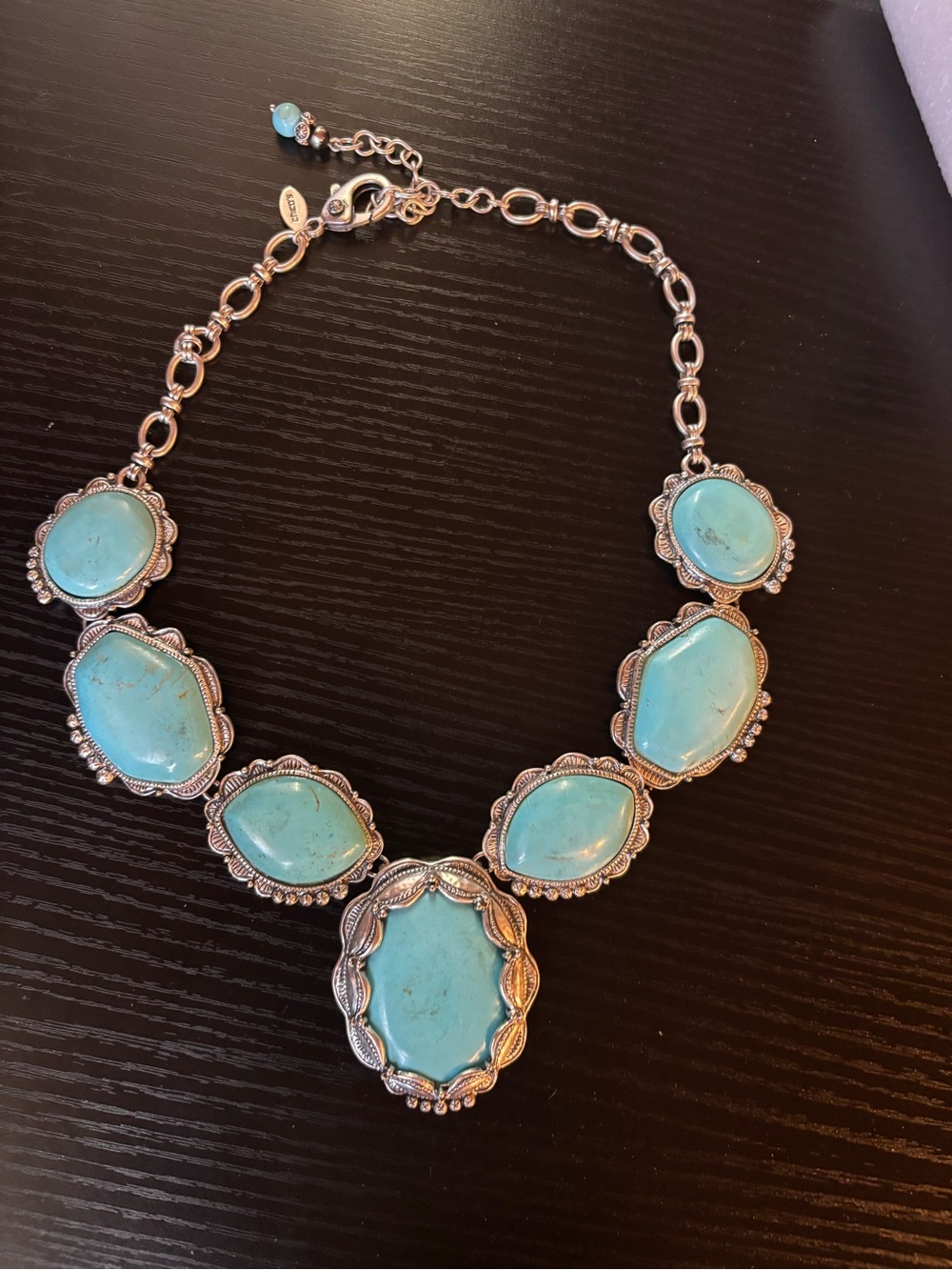 Chico's Turquoise-Blue Statement Necklace in Silver-Tone